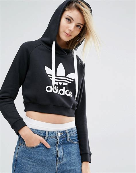 adidas sweatshirt dame|adidas originals cropped hoodie women.